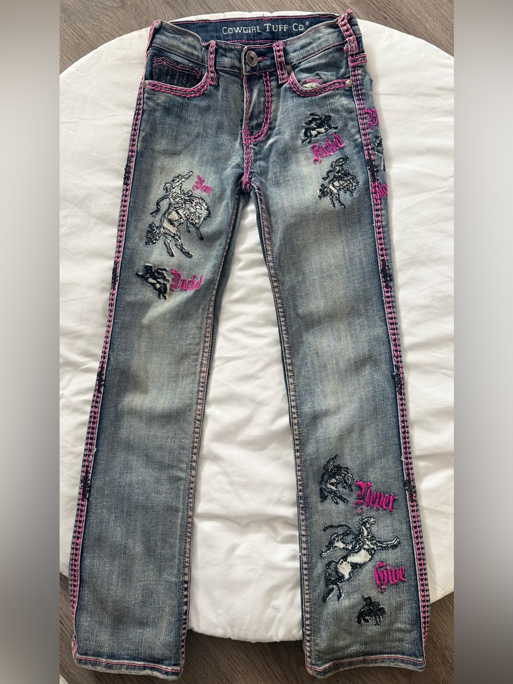 Cowgirl Tuff Buckin’ Unbelieveable Bootcut Jeans Size 9 Girls